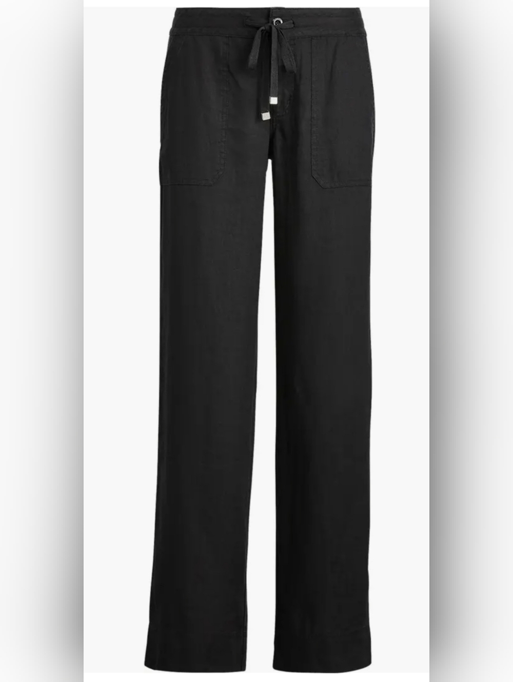 Lauren Ralph Lauren Wide Leg Linen Women Drawstring Pants Black NWT $135